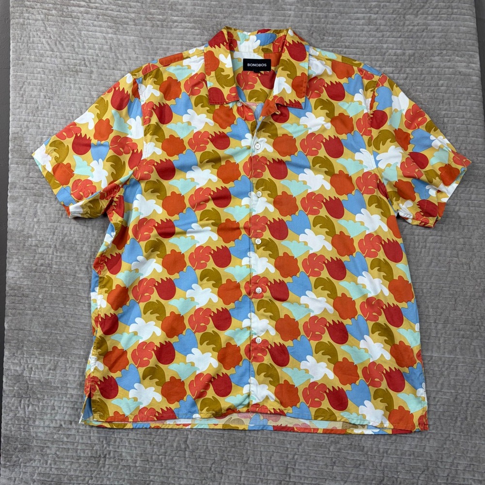 Bonobos Mens XXL Riviera Short Sleeve Shirt Abstract Floral Tencel BSH00705N
